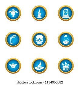 Spell icons set. Flat set of 9 spell vector icons for web isolated on white background