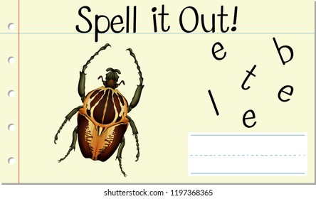 Spell it out beetle illustration