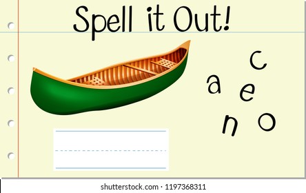 Spell it out canoe illustration