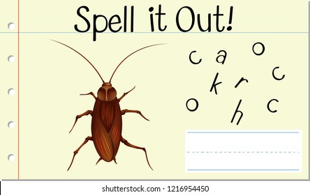 Spell it out cockroach illustration