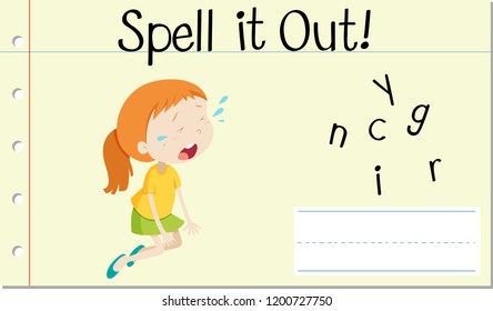 Spell it out crying illustration