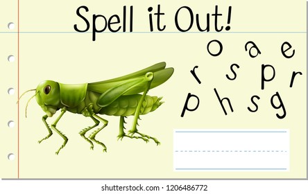 Spell it out grasshopper illustration