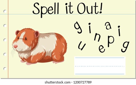 Spell it out guinea pig illustration