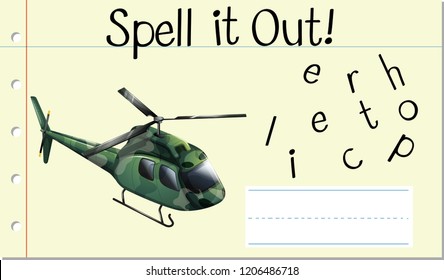 Spell it out helicopter illustration