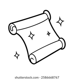 spell scroll line art vector