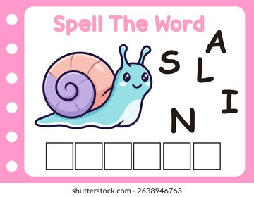 spell the word of cute snail  . cute little quail with letter of s  