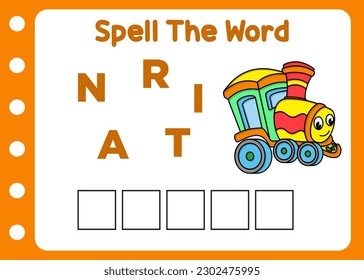 spell the word of cute train. cartoon train