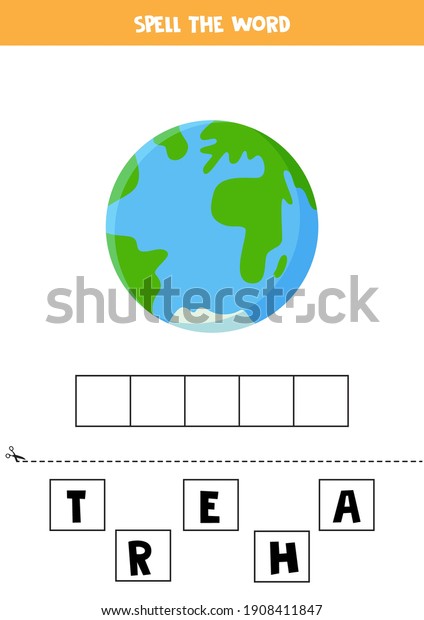 spell-word-earth-vector-illustration-planet-stockvector-rechtenvrij