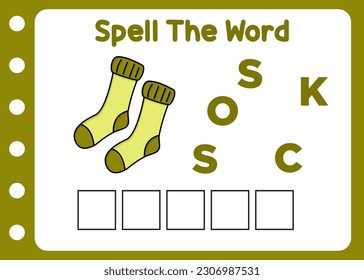 spell the word of socks. kids puzzle game 