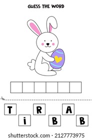 Spell The Word. Vector Illustration Of Cute Rabbit. Spelling Game For Kids. 