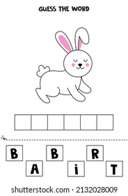 Spell the word. Vector illustration of cute rabbit. Spelling game for kids. 
