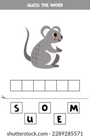 Spell the word. Vector illustration of cute cartoon mouse. Spelling game for kids. 