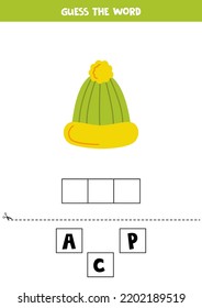 Spell The Word. Vector Illustration Of Green Cap. Spelling Game For Kids. 