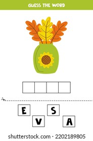 Spell The Word. Vector Illustration Of Vase. Spelling Game For Kids. 