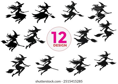 Spellbound Witch Taking Flight on Broom