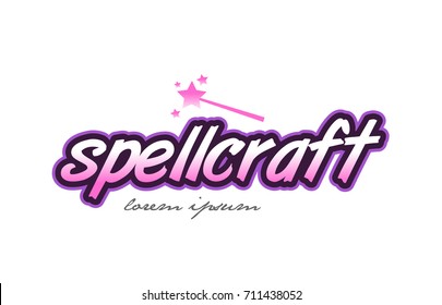 spellcraft word text on a white background with magic wand