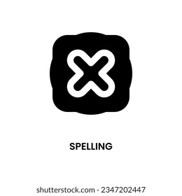 Spelling icon in black fill style. Design element of International Literacy Day. Vector illustration logo template in trendy flat design style. Editable graphic resources for many purposes.