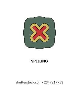 Spelling icon in lineal color style. Design element of International Literacy Day. Vector illustration logo template in trendy flat design style. Editable graphic resources for many purposes.