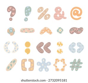 Spelling punctuation set in scandinavian style featuring question exclamation comma period semicolon colon brackets braces quotation marks signs typography language
