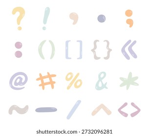 Spelling punctuation set in scandinavian style featuring question exclamation comma period semicolon colon brackets braces quotation marks signs typography language