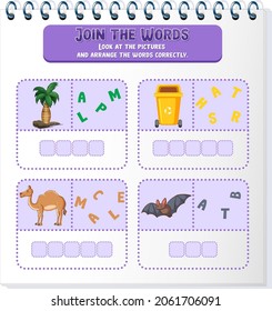 Spelling word game template illustration