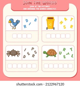Spelling word game template illustration