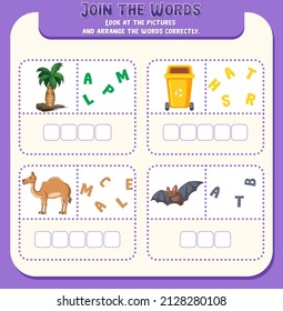 Spelling word game template illustration