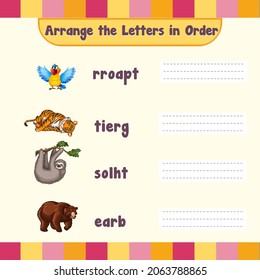 Spelling word game worksheet template illustration