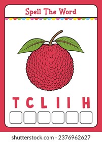  Spelling word scramble game Educational activity for kids with word Litchi