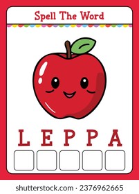  Schreibwortkratzspiel Erziehungsaktivität für Kinder mit dem Wort Apple