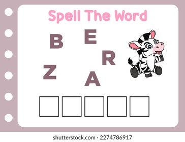 spelling word of zebra vector
