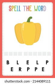 Spelling worksheet find the missing letter game for kids with Fruits
