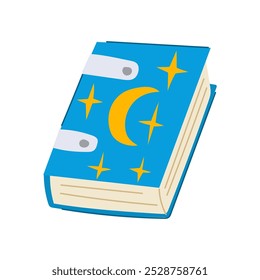 spells fantasy book cartoon. enchantment prophecy, mythical adventure, sorcery heroes spells fantasy book sign. isolated symbol vector illustration