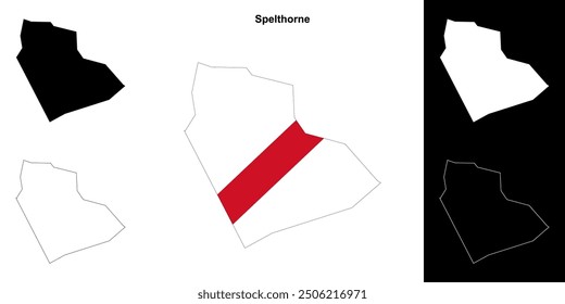 Conjunto de mapa de contorno en blanco de Spelthorne