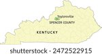 Spencer County and city of Taylorsville location on Kentucky state map