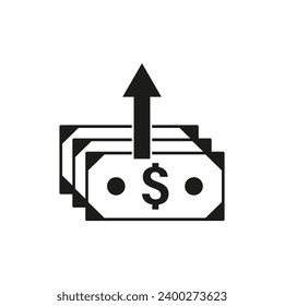 Icono de gasto de billetes. Ilustración vectorial. EPS 10.