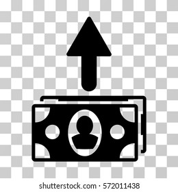 Spend Banknotes icon. Vector illustration style is flat iconic symbol, black color, transparent background. Designed for web and software interfaces.