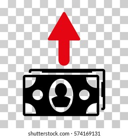 Spend Banknotes icon. Vector illustration style is flat iconic bicolor symbol, intensive red and black colors, transparent background. Designed for web and software interfaces.