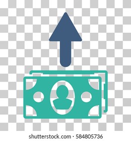 Spend Banknotes icon. Vector illustration style is flat iconic bicolor symbol, cobalt and cyan colors, transparent background. Designed for web and software interfaces.