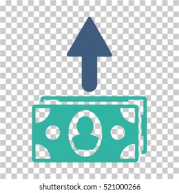 Spend Banknotes icon. Vector pictogram style is a flat bicolor symbol, cobalt and cyan colors, chess transparent background. Designed for software and web interface toolbars and menus.