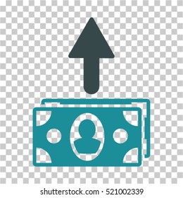 Spend Banknotes icon. Vector pictograph style is a flat bicolor symbol, soft blue colors, chess transparent background. Designed for software and web interface toolbars and menus.
