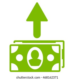 Spend Banknotes icon. Vector style is flat iconic symbol with rounded angles, eco green color, white background.