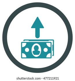 Spend Banknotes vector bicolor rounded icon. Image style is a flat icon symbol inside a circle, soft blue colors, white background.