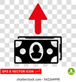 Spend Banknotes vector icon. Image style is a flat intensive red and black pictograph symbol.