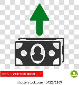 Spend Banknotes vector icon. Image style is a flat green and gray icon symbol.