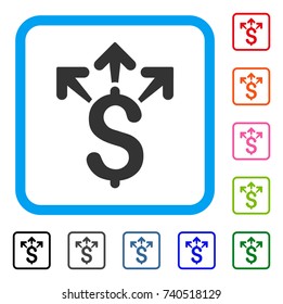 Spend Money icon. Flat gray pictogram symbol in a light blue rounded rectangular frame. Black, gray, green, blue, red, orange color additional versions of Spend Money vector.