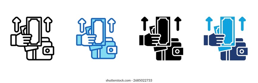 Icono de gasto de dinero Multi Style Ilustración vectorial