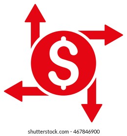 Spend Money icon. Vector style is flat iconic symbol with rounded angles, red color, white background.