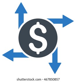 Spend Money icon. Vector style is bicolor flat iconic symbol with rounded angles, smooth blue colors, white background.