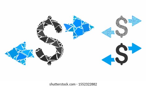 Spend money mosaic of trembly elements in variable sizes and color tinges, based on spend money icon. Vector trembly elements are organized into collage. Spend money icons collage with dotted pattern.